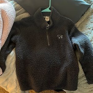 PINK gray quarter zip Sherpa